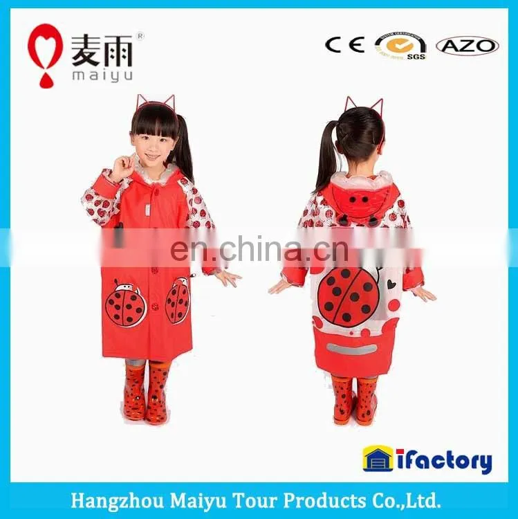 maiyu child rainsuit pvc with cartoon printing