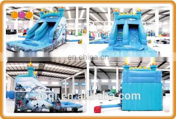 AOQI different design with free EN14960 certificate inflatable water slide castle