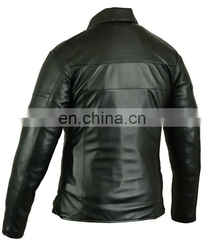 Black Prototype Leather Jacket Baby Sheep Skin Mens Coat