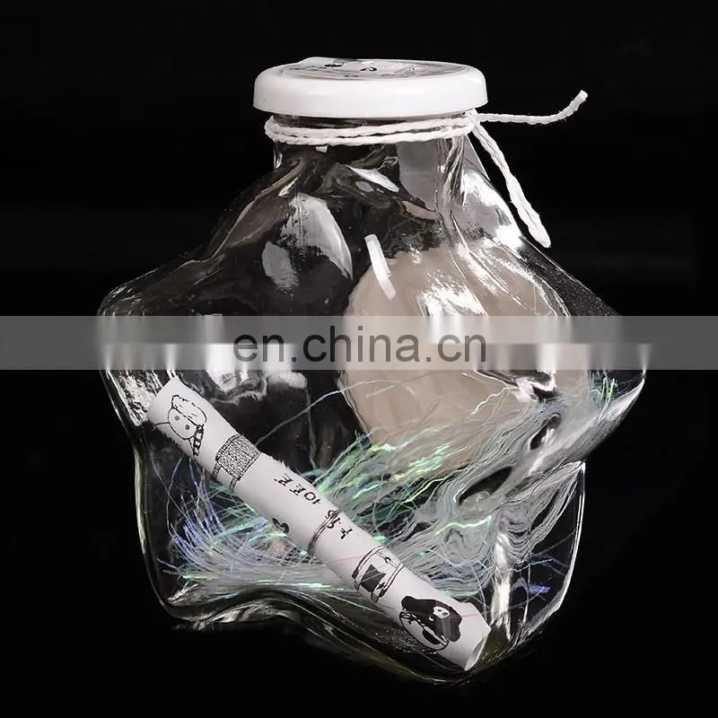 fancy big star shaped wishing glass bottle light lucky star glass bottle with paper for gift
