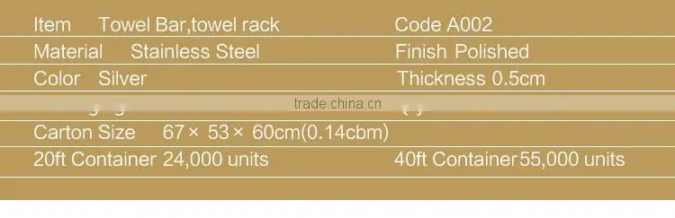 Wesda high quality stainless steel bathroom bath towel shelf a002