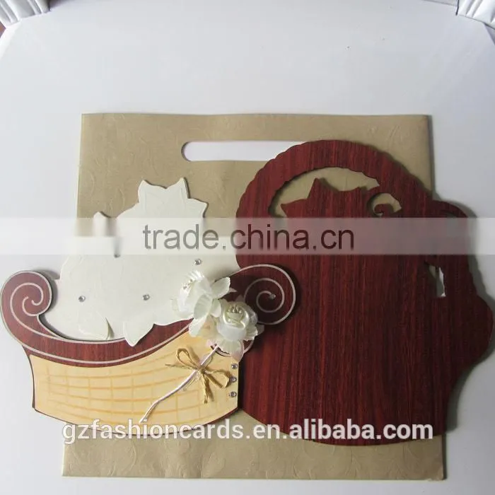 2014 Royal Wooden Wedding Invitation Card
