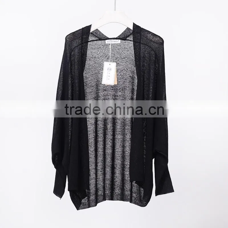 Summer Korean style slim looking bat sleeve linen sweater cardigan air conditioning sunscreen flax shirt for women