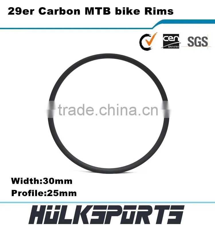 Cheap 29er mtb carbon rims wheels tubeless 30mm width mountain bike carbon rims 3K/UD hookless 29 carbon rim