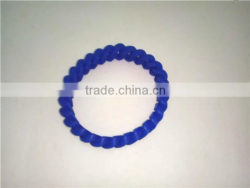 Wholesale Customized Hand Chain Braided Silicone Handwrist Blue Sports Bracelet