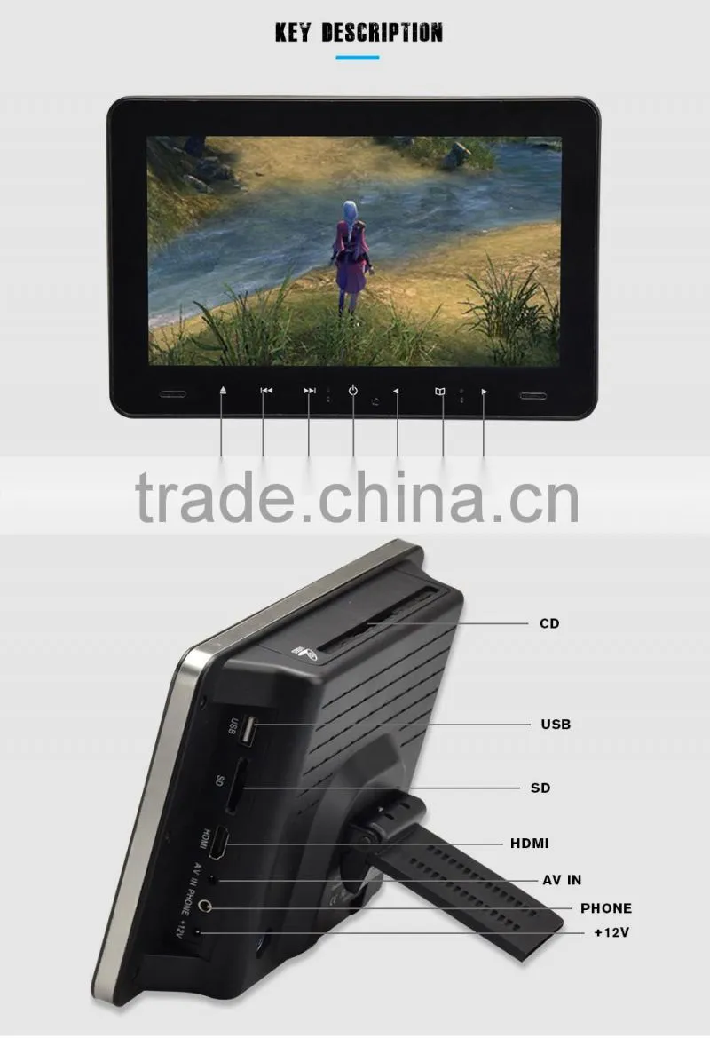 9' Headrest TFT LCD Car DVD player,universal Car stereo