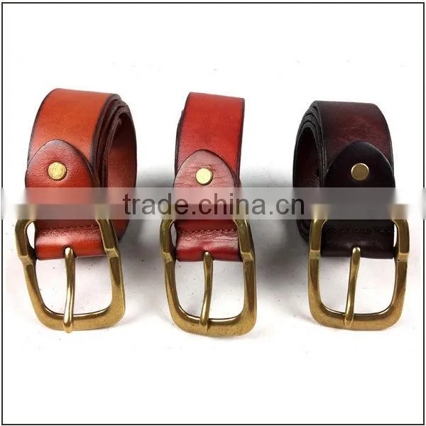 Genuine leather men's fashion belt with designer belt buckles