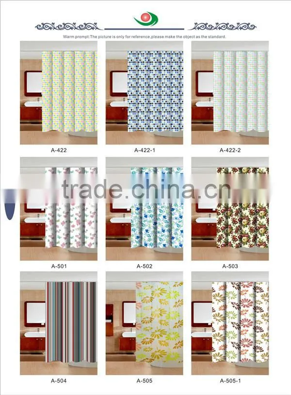 100% Pvc Fancy Printed Shower Vinyl Curtain