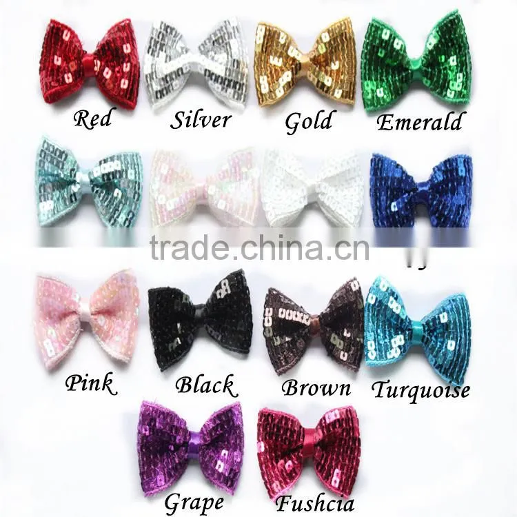 hot pink shiny bow -baby hair flower clips headband hair accessory bows -handmade sequin fabric bowknot in 32 colors