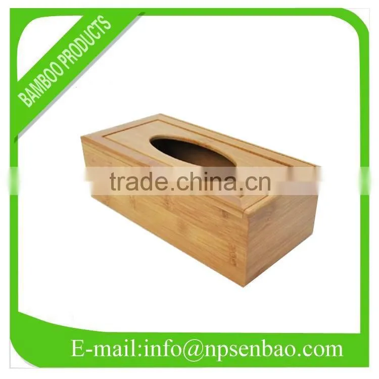 bamboo tissue box with a grove