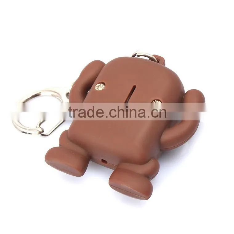 Promotional Cartoon character LED light flash keychain with sound