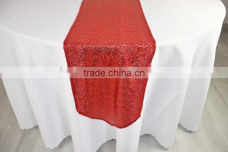 100%Polyester Rectangular Traditional sequin embroidery organza banquet table runner