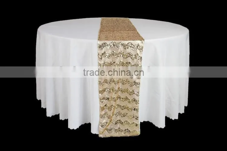 Discount wedding sequin chevron table runner for round tables