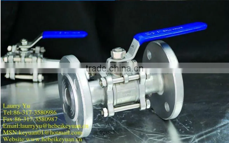PN16 3-PC stainless steel flanged ball valve DN32