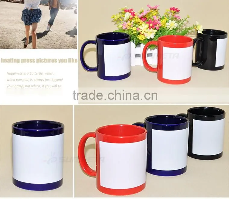 Sunmeta india hot selling 11oz sublimation patch mug cup SKB07