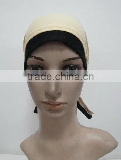 C025 new style cotton underscarf with tie at back,muslim scarf hats