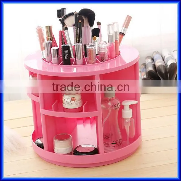 Hot sell pink rotating acrylic cosmetic organizer, custom plastic storage cosmetic organizer