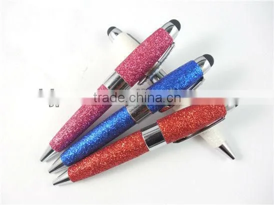 Beautiful PU Leather Twist Metal Small Stylus Pens For Touch Screens