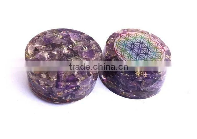 Amethyst Chakra Flower Of Life Orgonite Energy Tower Buster