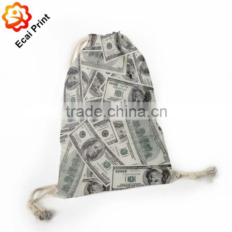 High quality latest digital printing sublimated drawstring backpack bag