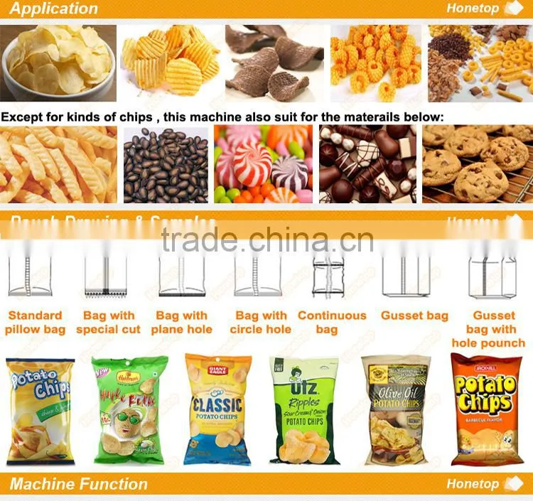 Small nitrogen potato chips snack food packing machine with good price, pringles plantain crisps packaging machine