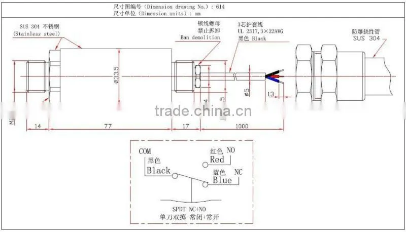 Foshan Atex pressure control switch SPDT NC NO 614