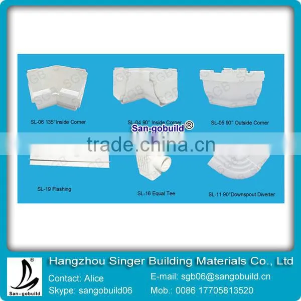 Kenya Hot Sale square type various color PVC rain gutter system for roof drainage system