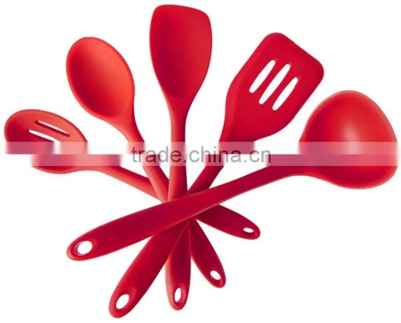 set of 5 factory wholesaler high quality kitchenware silicone utensils