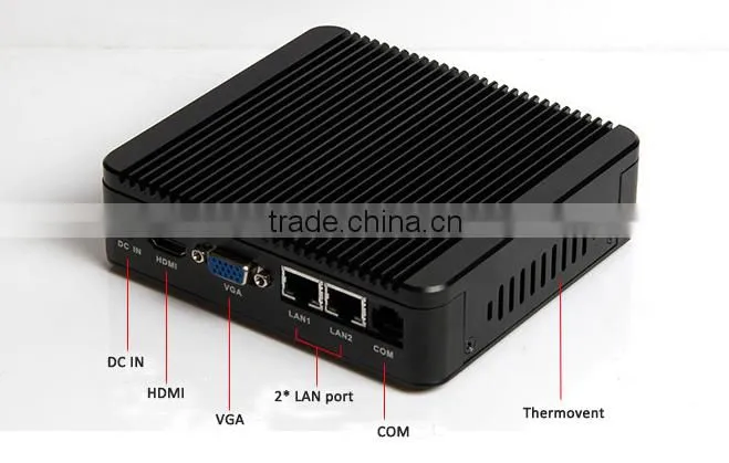 Thin Client Linux mini pc server fanless computer dual lan J1900 baytrial mini pc hdmi 1080p rj45 2G RAM 8G SSD