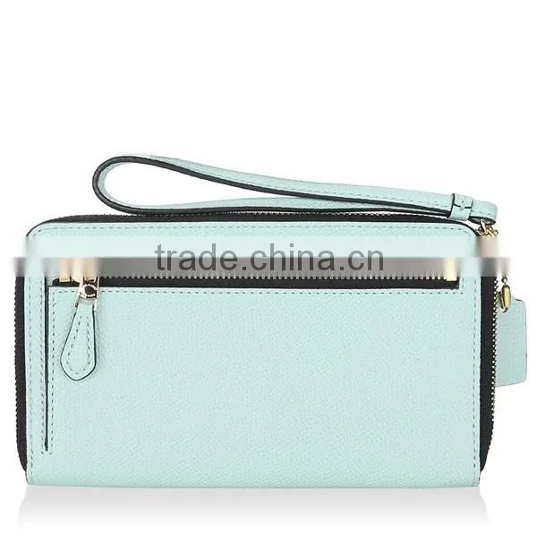2016 Fahsion Custom Embossed Handmade Luxury Women Zipped Cheap Genuine Leather Wallet Lady