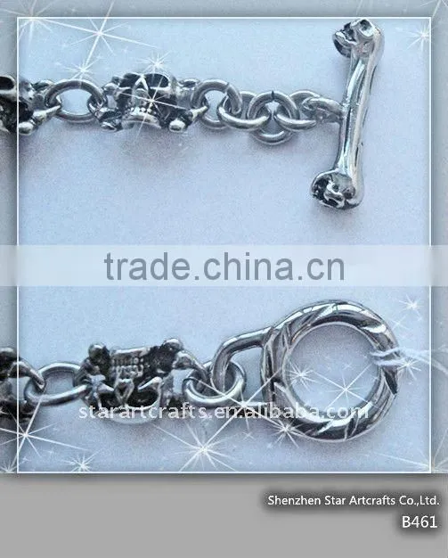 B461 Most popular pure 316l stainless steel skull bracelet