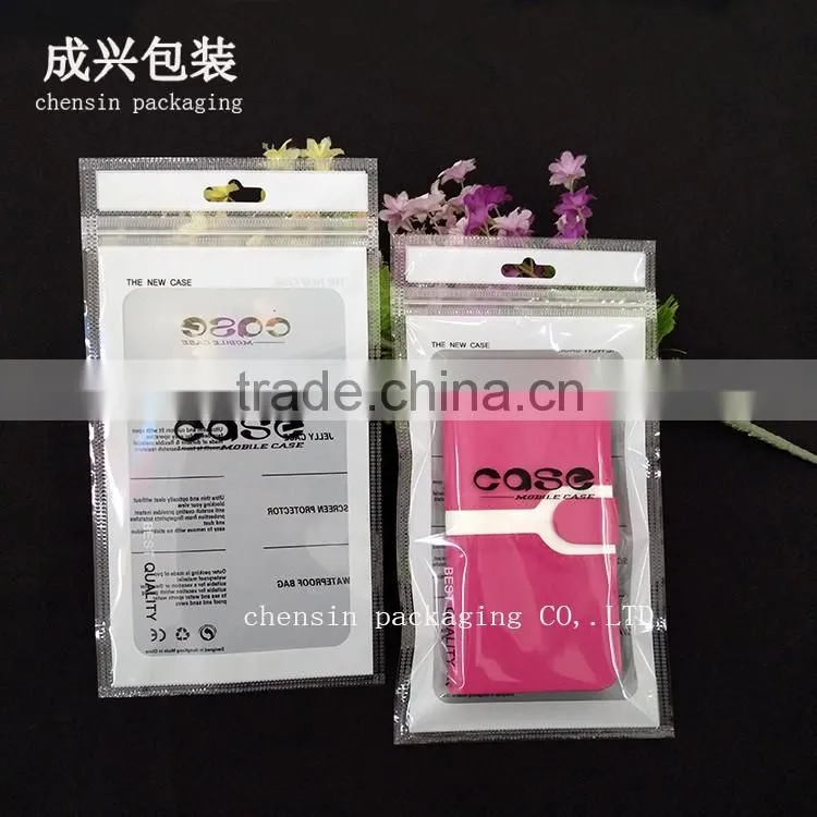 white printing plastic packaging for leather case/phone case packaging bag within zipper/rotogravure printing packaging