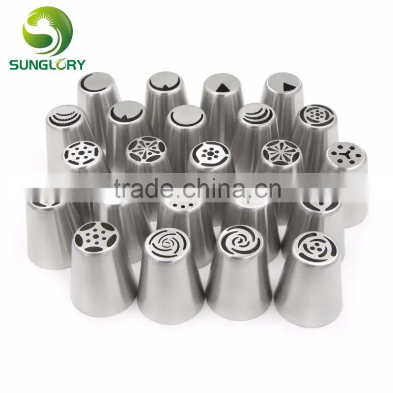 Hot selling stainless steel russian tulip nozzles flower icing piping tips pastry tubes set