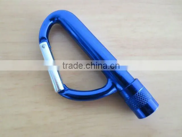Aluminium mini carabiner LED Flashlight/Torch with rotating switch