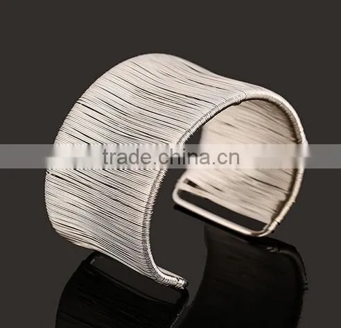 2016 silver stainless steel open cuff bangle bracelets for Women girls jewelry
