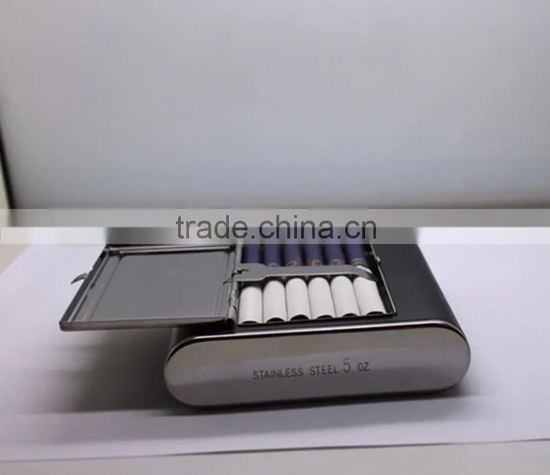 5 oz stainless steel high quality lether flagon for gift