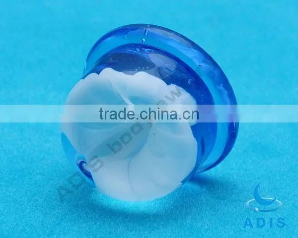Blue White Petal Flower Piercing Glass Ear Plugs