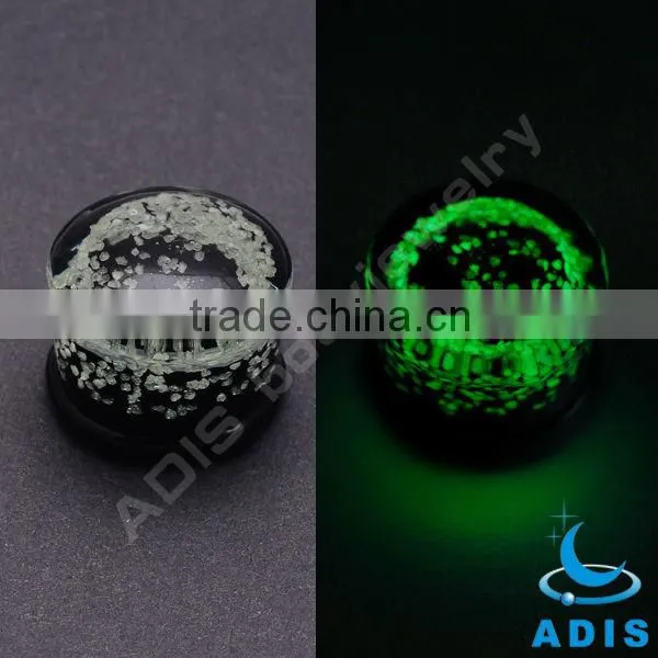 Pyrex Glass ear plug body jewelry 00 Gauge Glow in the dark piercings