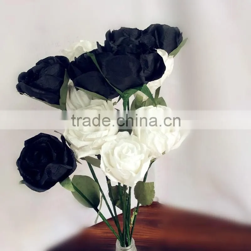 handmade paper rose, funeral decoration flower, black rose