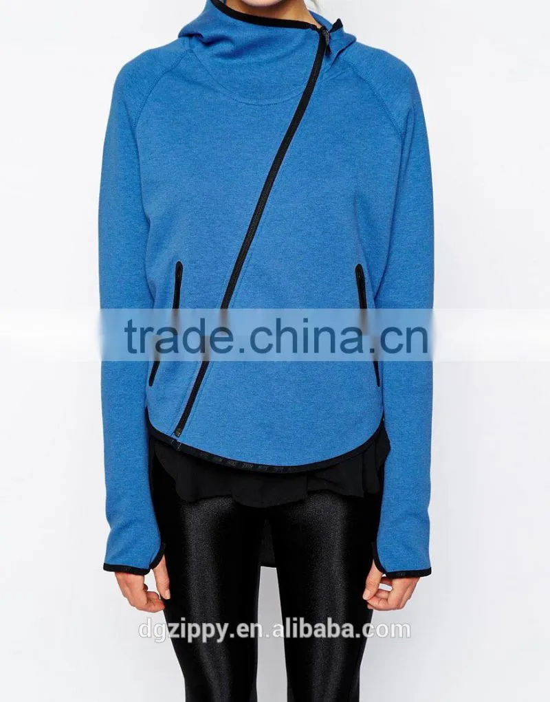 Asymmetric Zip Through Front Fashion Hoody China Online Shopping