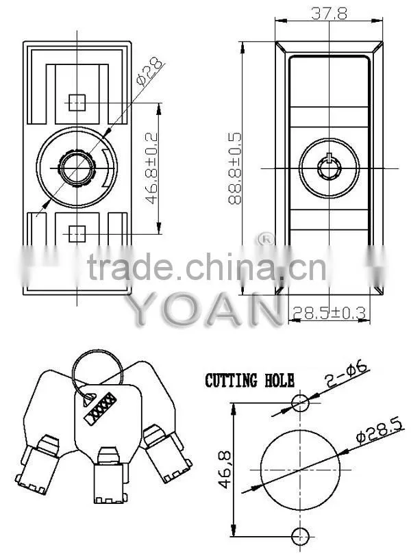 High quality tubular master key vending machine lock