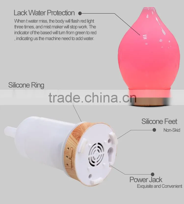 Glass Cover Electronic Aroma Diffuser With Coloful LED Light