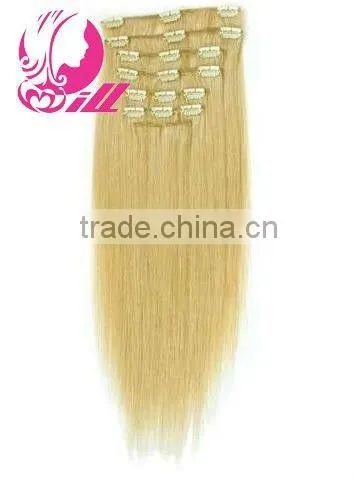 Pretty 24 Inch Clip In Human Hair Extensions Brazilian Hair Silky Straight Hair