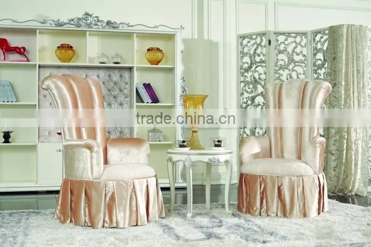 Royal luxury European style bedroom/Living Room furniture sets lounge chairs, small tea table