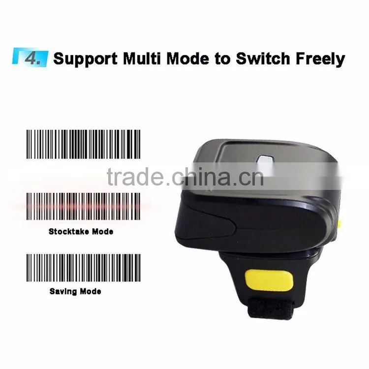 New designed 32 Bit laser wireless mini bluetooth ring barcode scanner