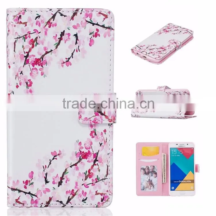 2016 hot sale colorful drawing pattern card slot tpu leather mobile case for samsung Galaxy A510 A5 A310 A3