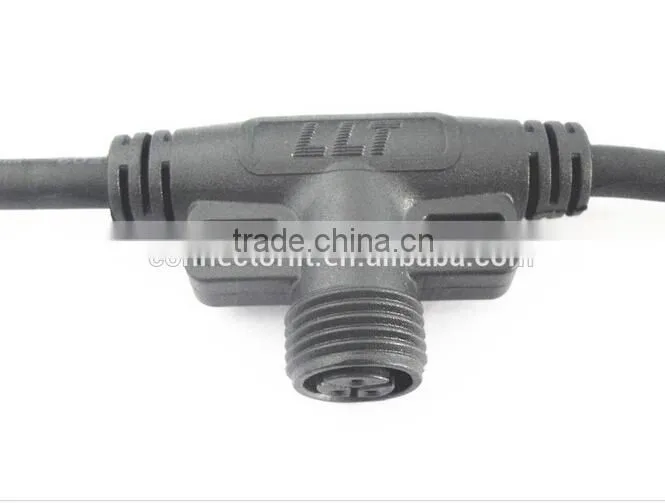 3 pole Tee type led lamp joint led coupler waterproof wire connector
