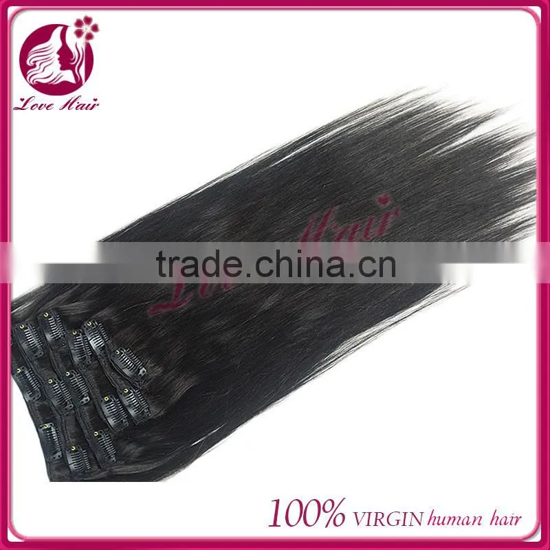 Highest Feedback Wholesale In Stock Straight Unprocessed 100% Chinese hair Clips hair Extensions