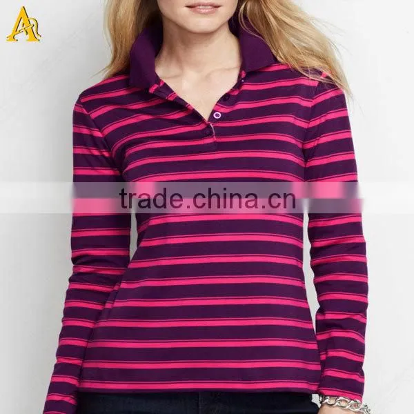 Yarn dyed custom polo shirt design for women