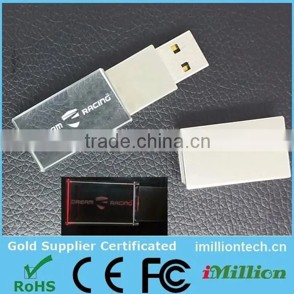 Bulk wholesale custom logo crystal 3d led light usb 3.0 stick